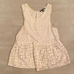 Elegant Cream Lace Sleeveless Top
